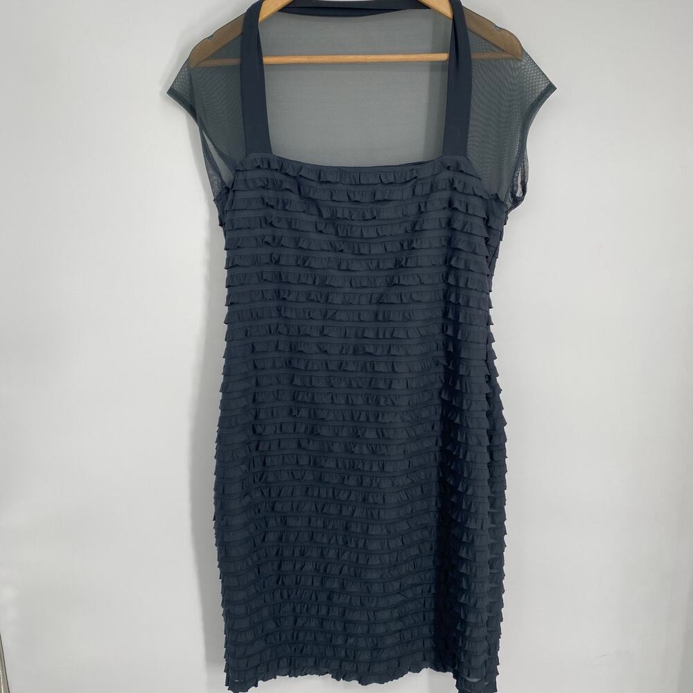 Connected Apparel Dress Women’s 14 Gray Y2K Ruffles Sheath Cocktail Date Night